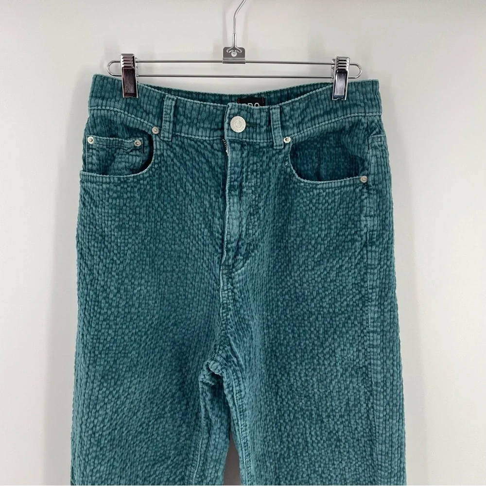 BDG Aqua Wide Ribbed Corduroy Pockets High Rise Baggy Cotton Blend Pants Casual - Picture 2 of 11